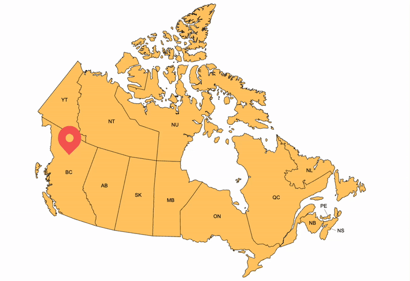 Map of Major Canadian Cities Visited